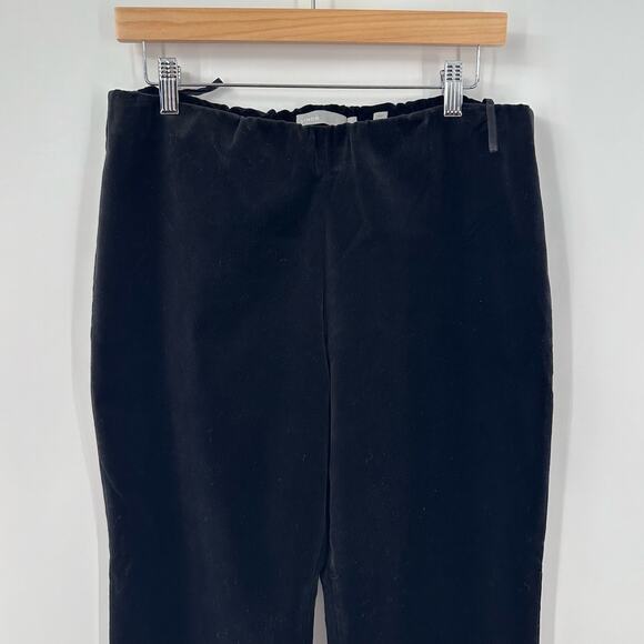 Vince Size L Velvet Pants Black Pull on Split Hem Ankle High Rise Crop - Picture 2 of 12